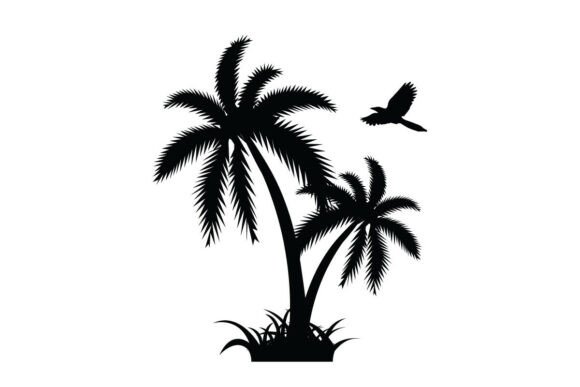Palm Tree with Bird Silhouette Vector Review